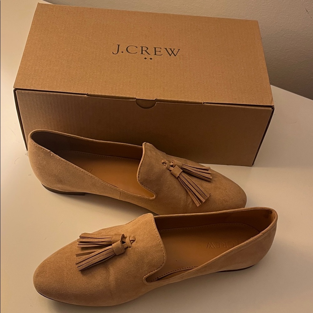 J. Crew Light Brown Suede Tassel Loafers